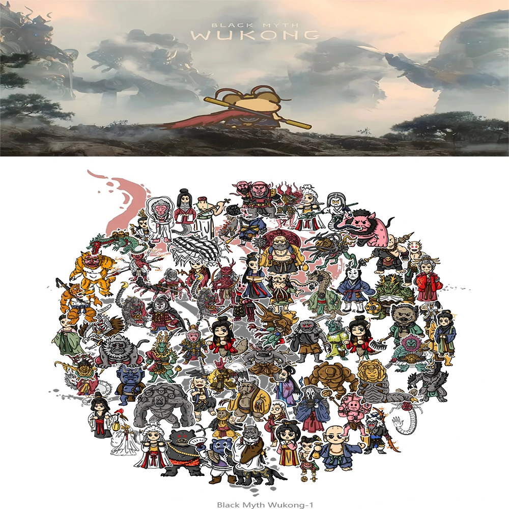 Oriental Mythology Fantasy Character Waterproof Stickers DIY Decals for Phone Laptop Water Bottle Scrapbook Decor
