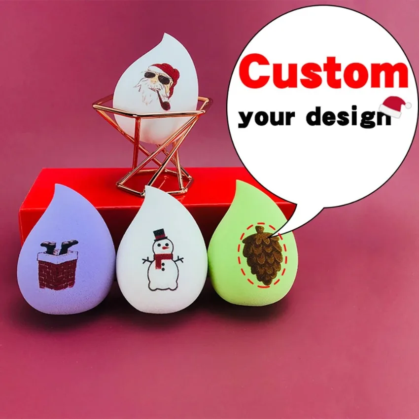 Custom 36styles Chrismas Makeup Puff Soft Portable Ball Gift Snowman Beauty Egg Christmas Hat Makeup Egg Bulk Makeup Tools