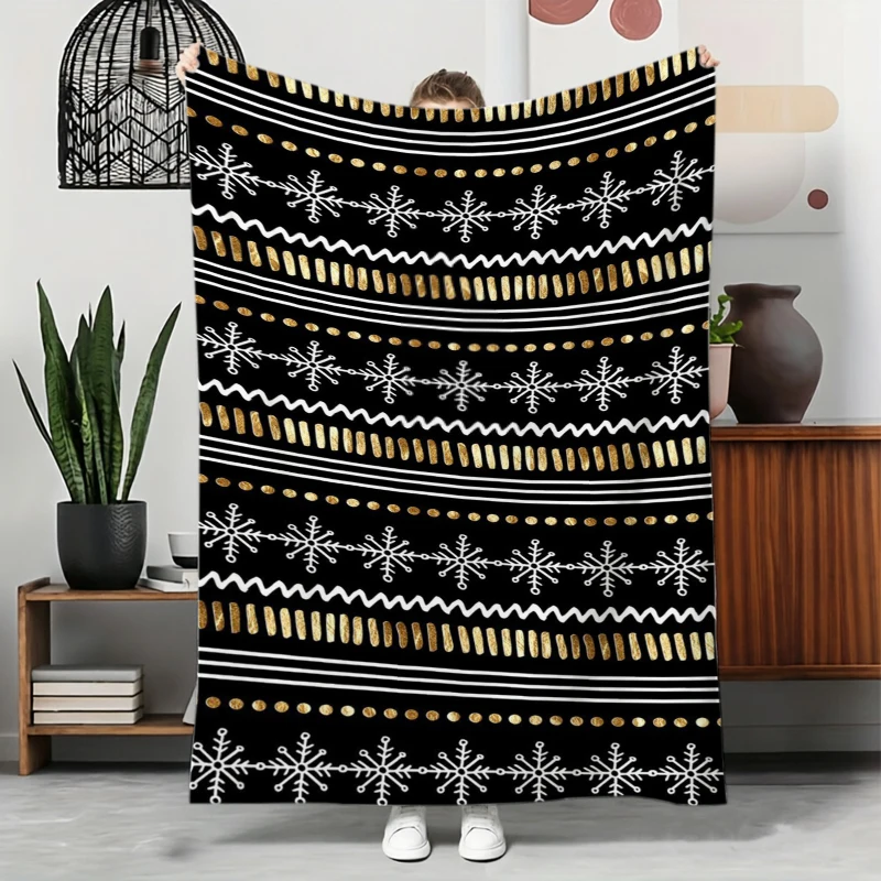 Poinsettia Rose Gold Trim Fleece Blanket For Sophisticated Bedroom Decor Lightweight Plush Throw Blanket Cover