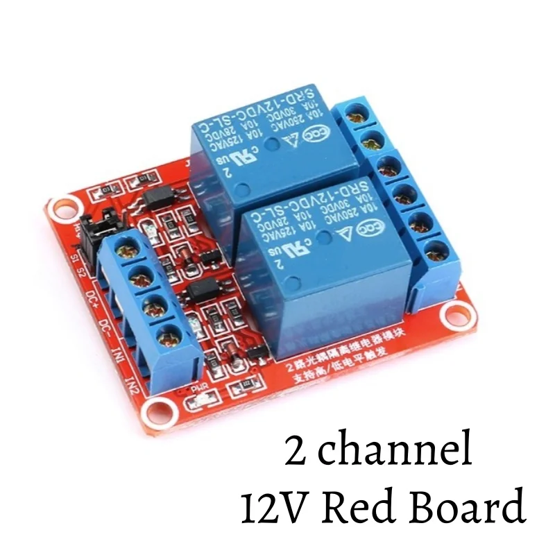 Relay Module 1 2 4 8 Channel 5V12V24V Relay Module Board Optocoupler Isolation High/Low Level Trigger Microcontroller Red Board