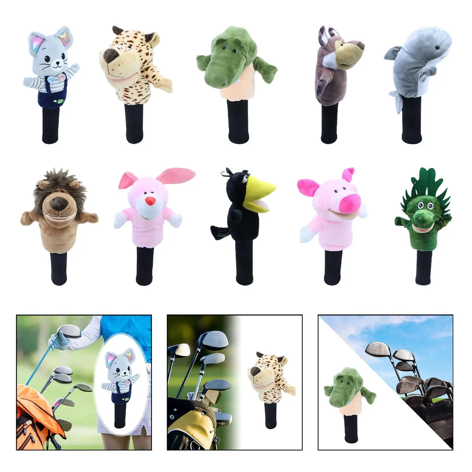 واقي غطاء رأس جولف من القطيفة على شكل حيوان لملعب الجولف والرياضة الخارجية #2