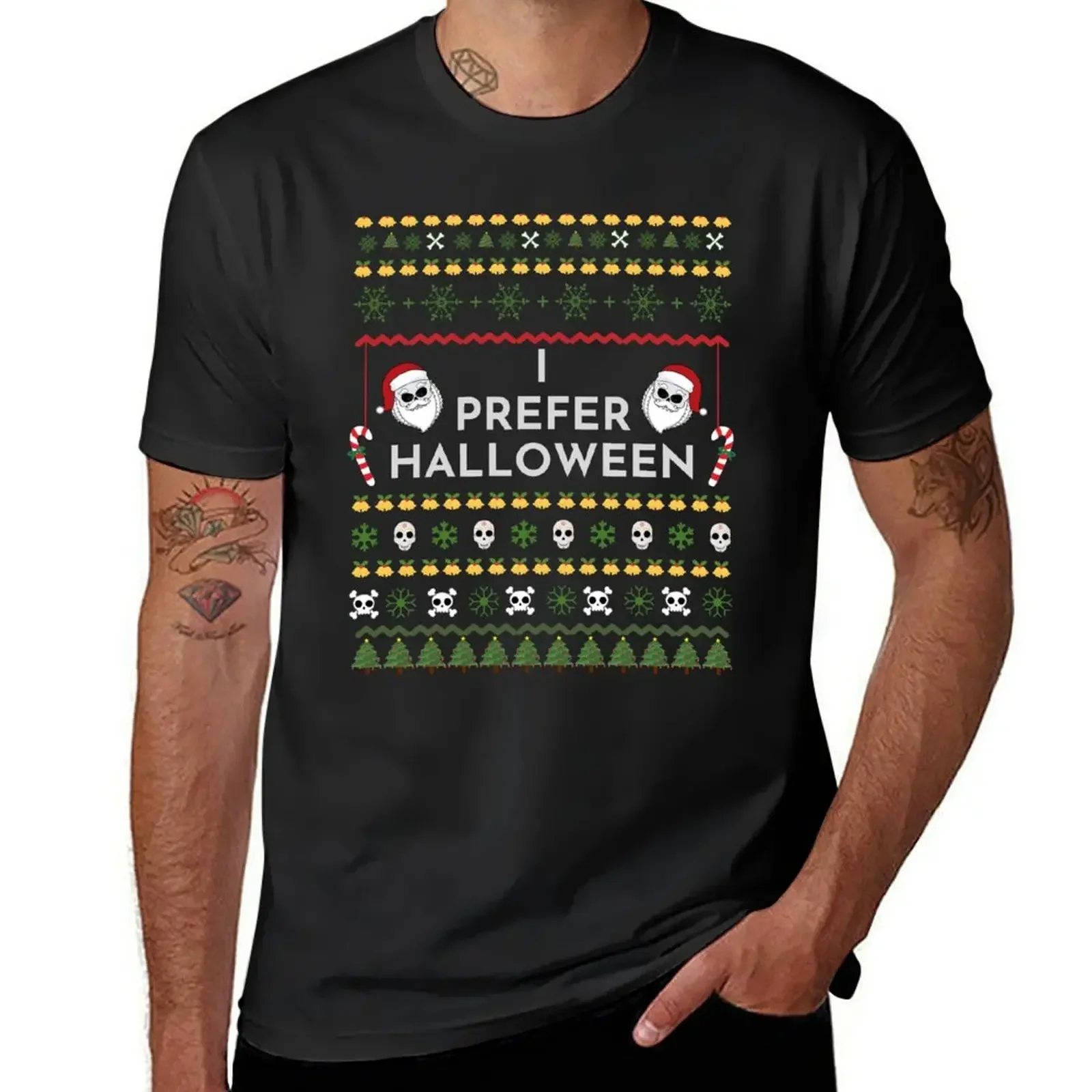 I Prefer Halloween Christmas Funny Ugly Sweater T-Shirt kawaii clothes blanks new edition sweat T-shirt men