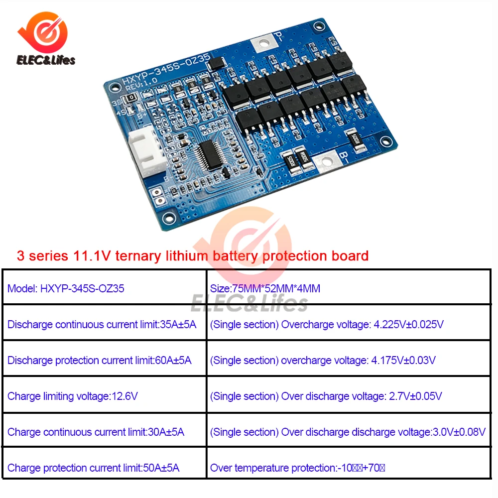 3S 4S 5S 35A Li-ion Bateria de Lítio BMS 18650 Carregador de Proteção Placa PCB 16.8V 21V Circuito de Proteção de Célula Para Motor de Broca