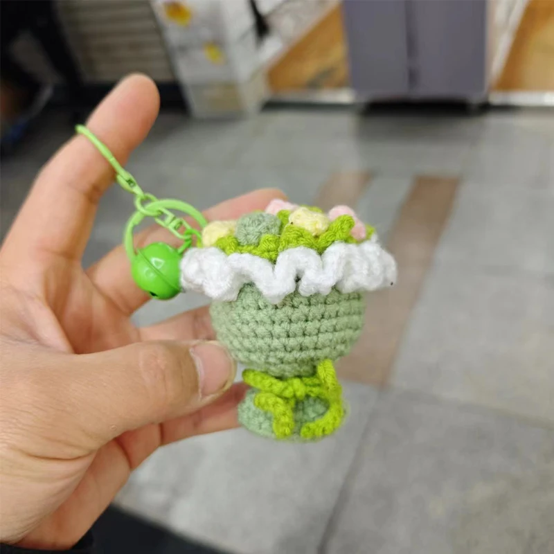 Women's Bag Pendants Hand Woven Accessories Mini Cute Kawaii Multifunctional Keychains Girl Rose Sweet Fashionable Versatile Bag
