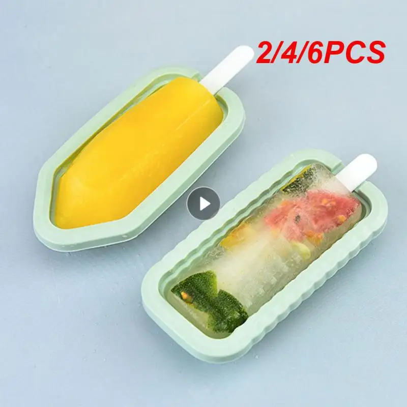 2/4/6PCS Ice Mold Cartoon Shape Multi-color Selection Purple Yellow Ice Cream Mold Ice Crate Easy To Clean