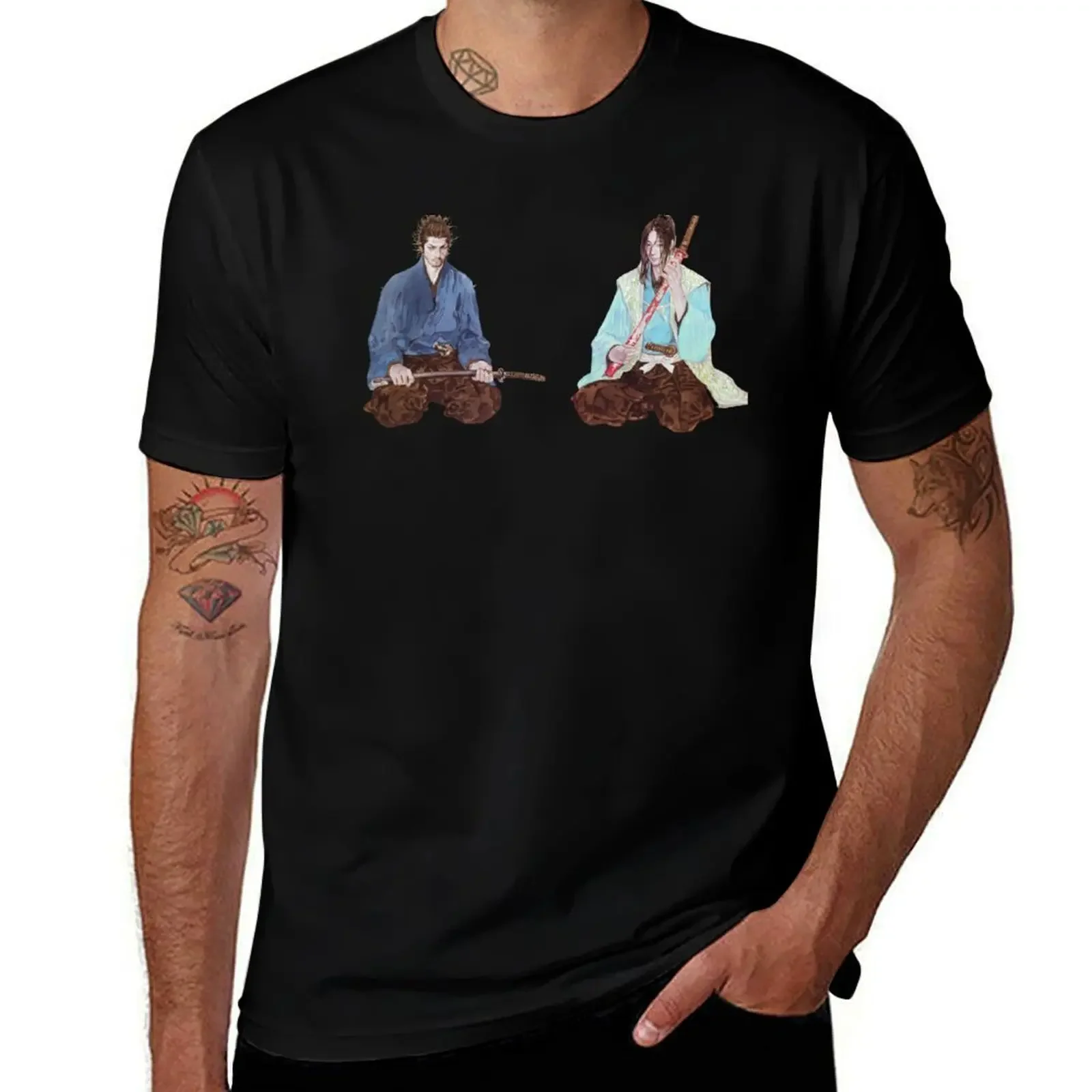 Vagabond Manga Miyamoto Musashi & Sasaki Kojiro T-Shirt custom shirt shirts graphic tee mens cotton t shirts