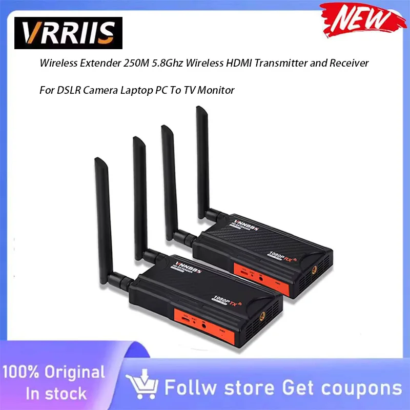 VRRIIS WL009 Mini Wireless HDMI Video Sender Receiver,Power Bank Supported,Portable Wireless Extender for Outdoor Field Shooting