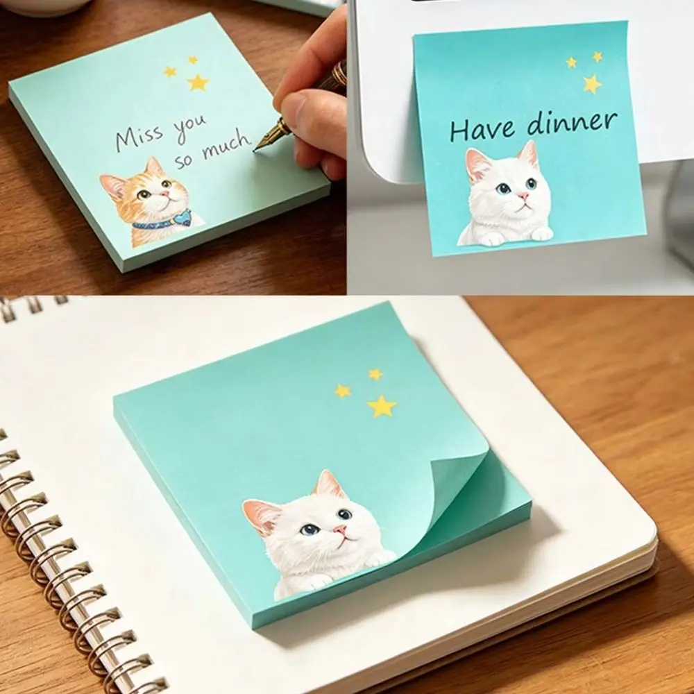 Animal Pattern Animal Sticky Notes Cartoon Kitten Puppy Macaron Cat Cat Dog Note Pad Pet Themed Cute Design Colorful Note Paper
