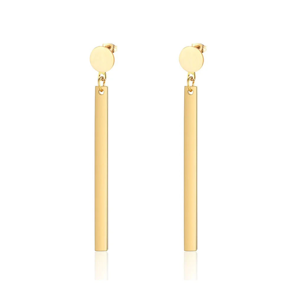 

1 Pair Smooth Circle Rectangu Stud Earrings Female Gold Silver Color Stainless Steel Geometry Earrings for Women Jewelry Gift