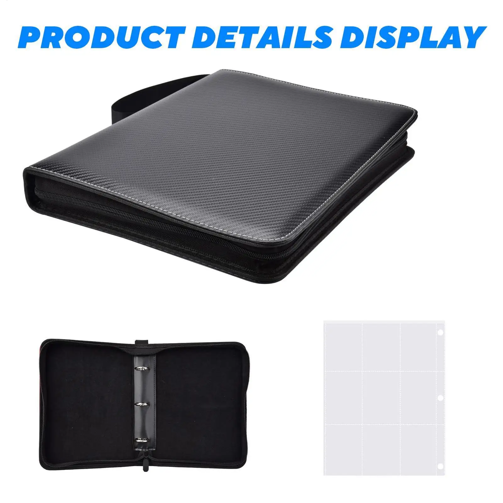 Mangas para fichário de cartão comercial com 900 bolsos com zíper, mangas dupla face, porta-cartões, estojo de armazenamento de cartão para exibição de jogos