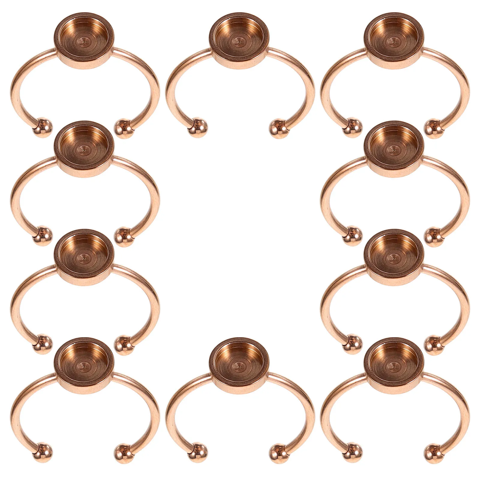 10Pcs Stainless Steel Adjustable Ring Blanks Ring Base Blank Bezel Blanks for DIY Jewelry Making Finger Rings Accessories