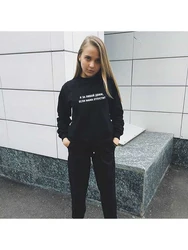 Harajuku Pullovers Russian Inscription I'm for Any Move If Mom Lets Go Casual Women's Hooded Sweatshirt Pullovers Long Sleeves