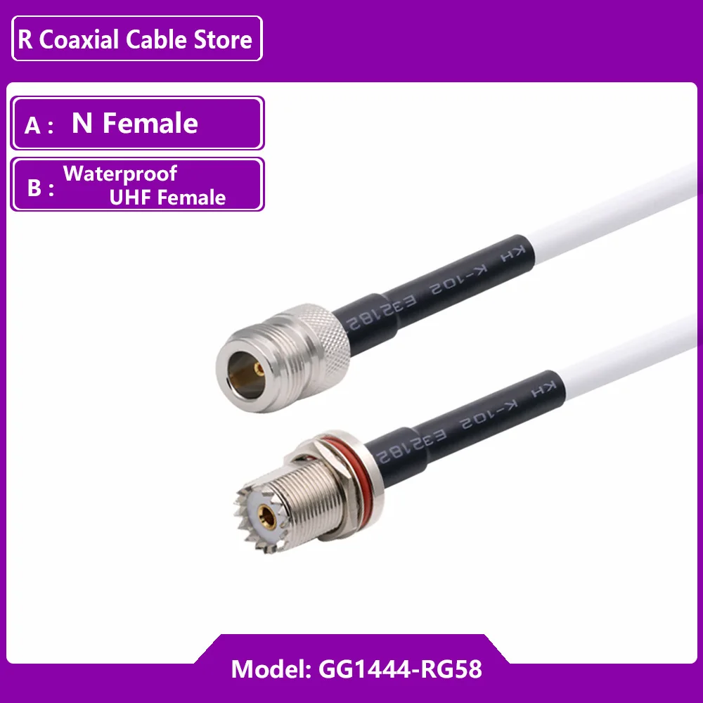 RG58 Cable Waterproof N Female Nut Bulkhead to PL259 UHF Male Plug Connector RF Coaxial Extension 50 Ohm Pigtail Jumper Adapter