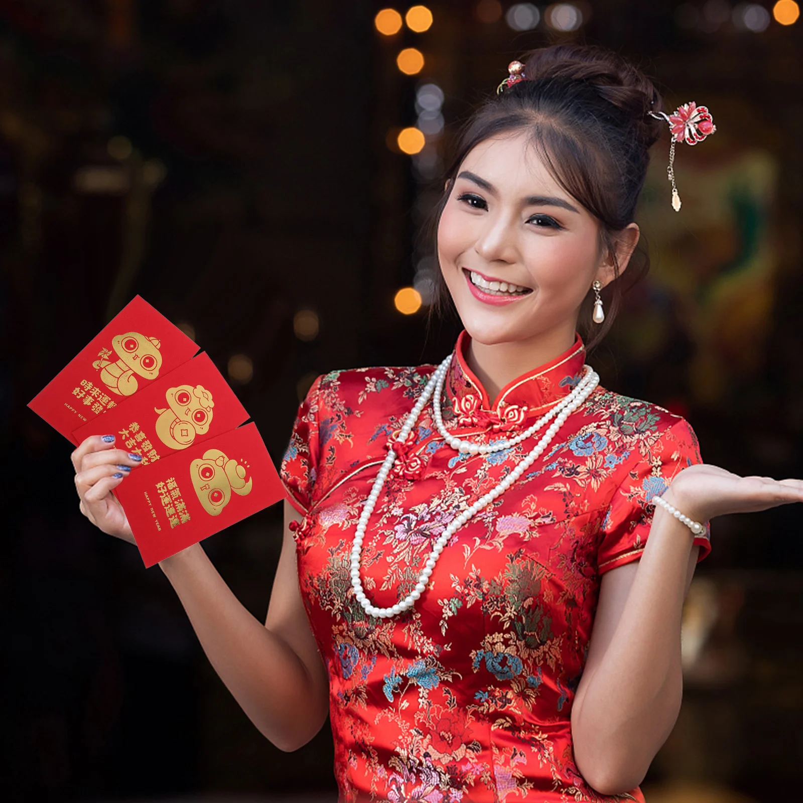 24個入り ホットスタンプ加工 赤い封筒 中国の福袋 アジアのお金封筒 漫画の蛇柄封筒 2025年向け商品