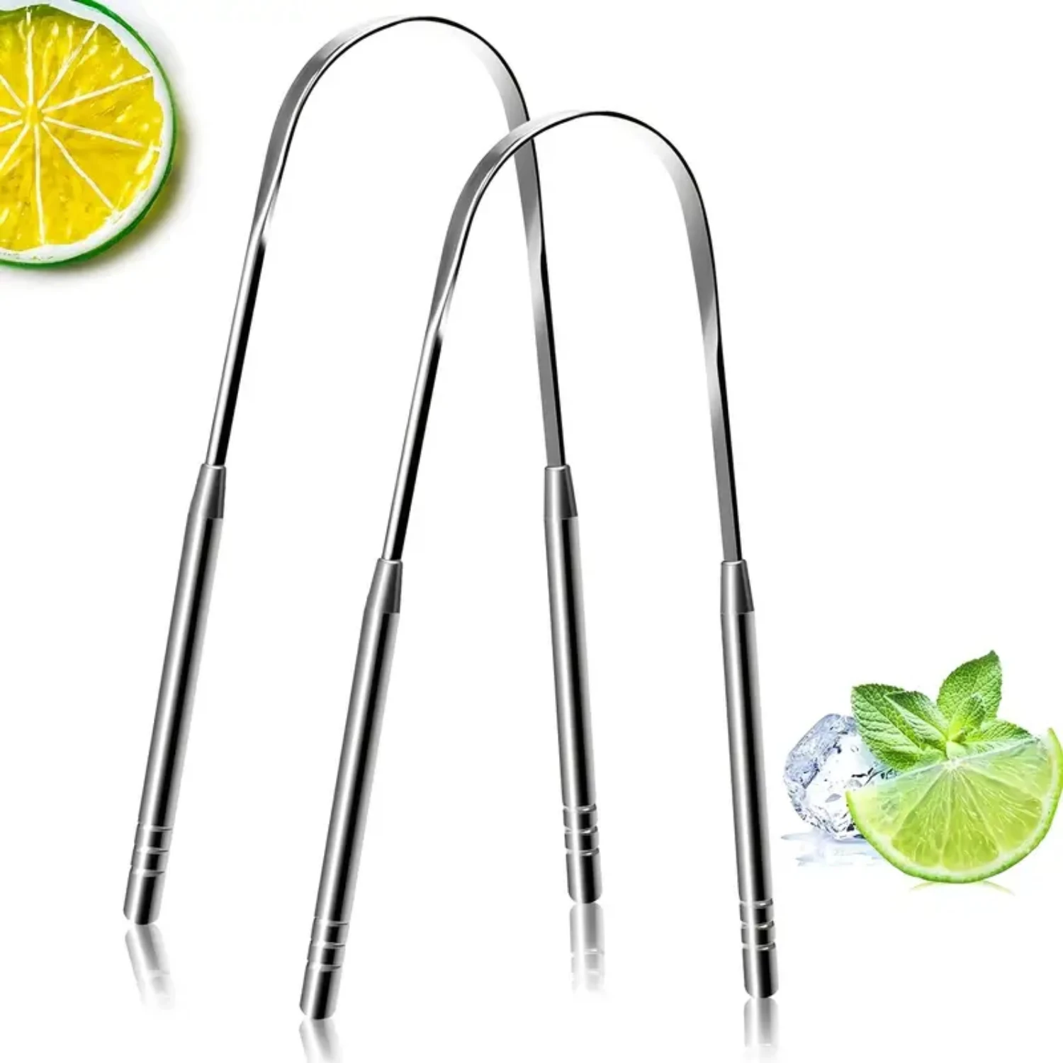 Top-Rated High-Quality Professional 2 Pack of Effective and Gentle 304 Surgical Stainless Steel Tongue Cleaner for Adults and Ki