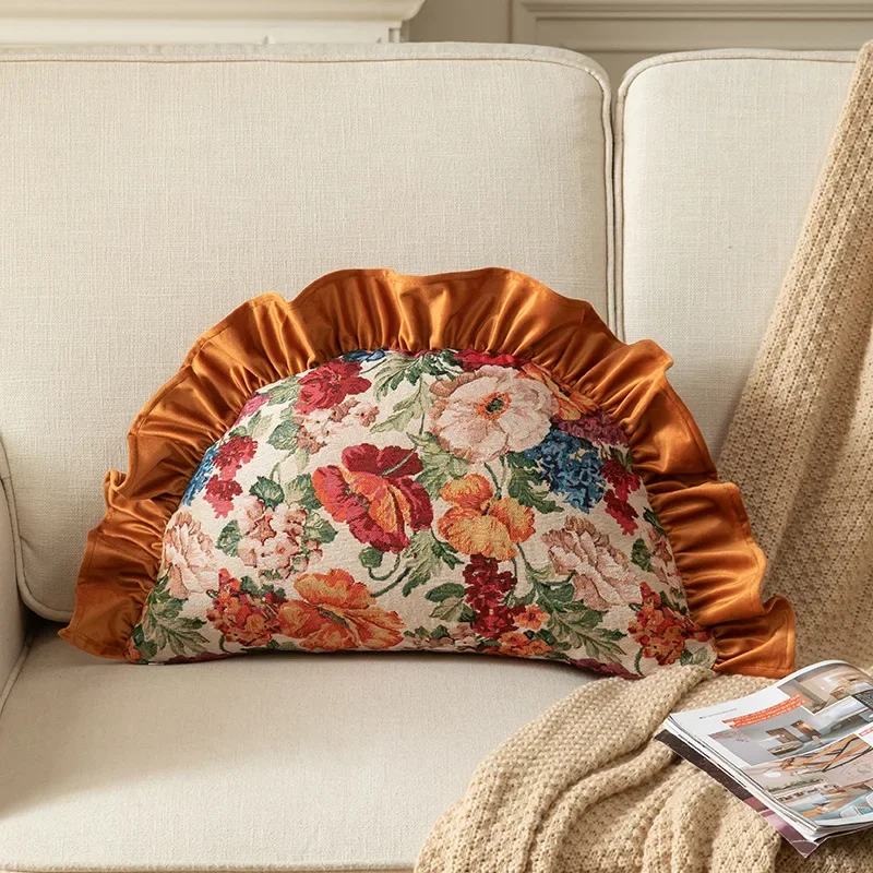 

Creative Floral Printing Dumpling Irregular Shape Pillow Cushion Removable Soft Ruffle Vintage Sofa Backrest Office Home Gift