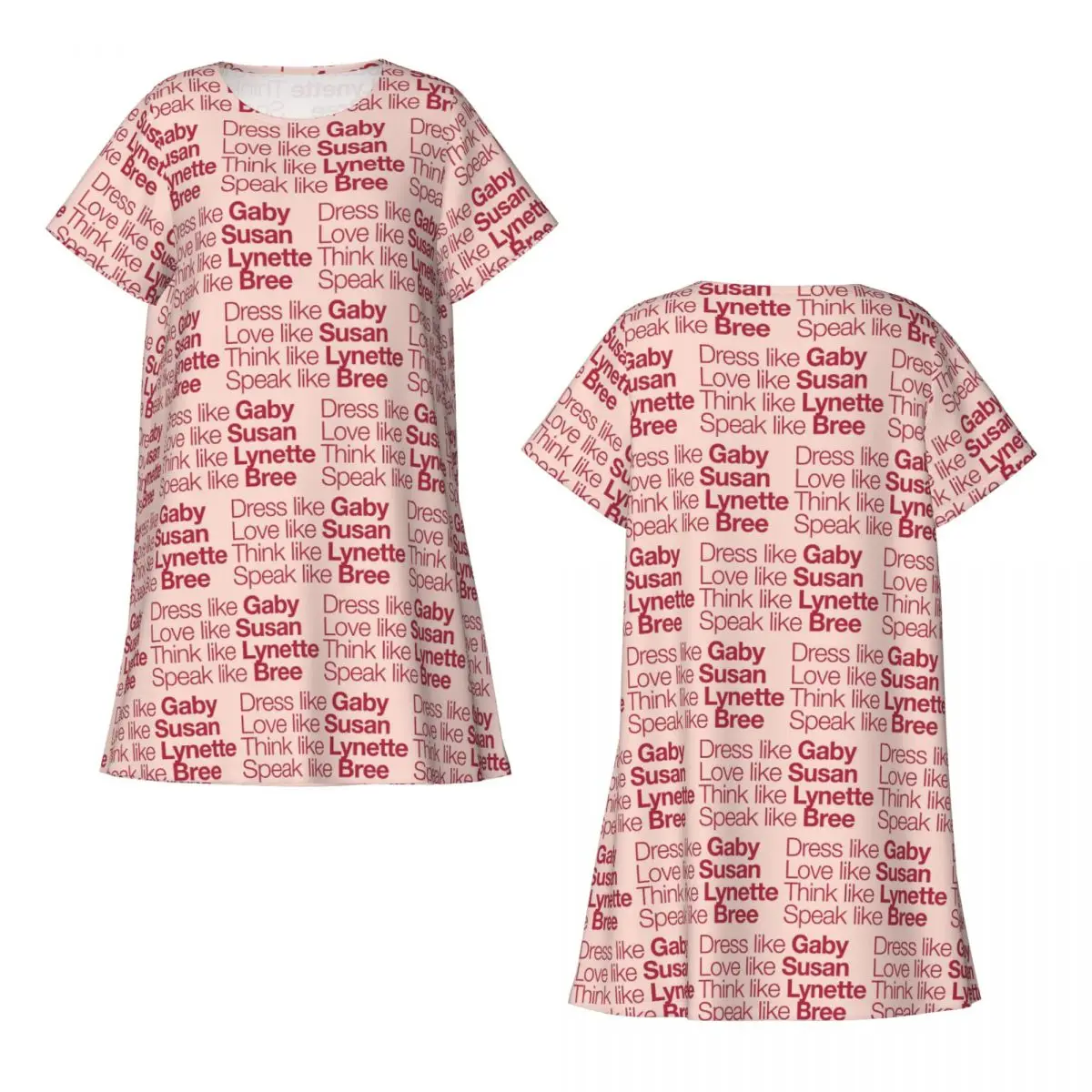 Desperate Housewives ( Red Peach ) Short Sleeves Nightdress Sleeping Sleepshirts Women  Nightgowns Loose Pajama Dress