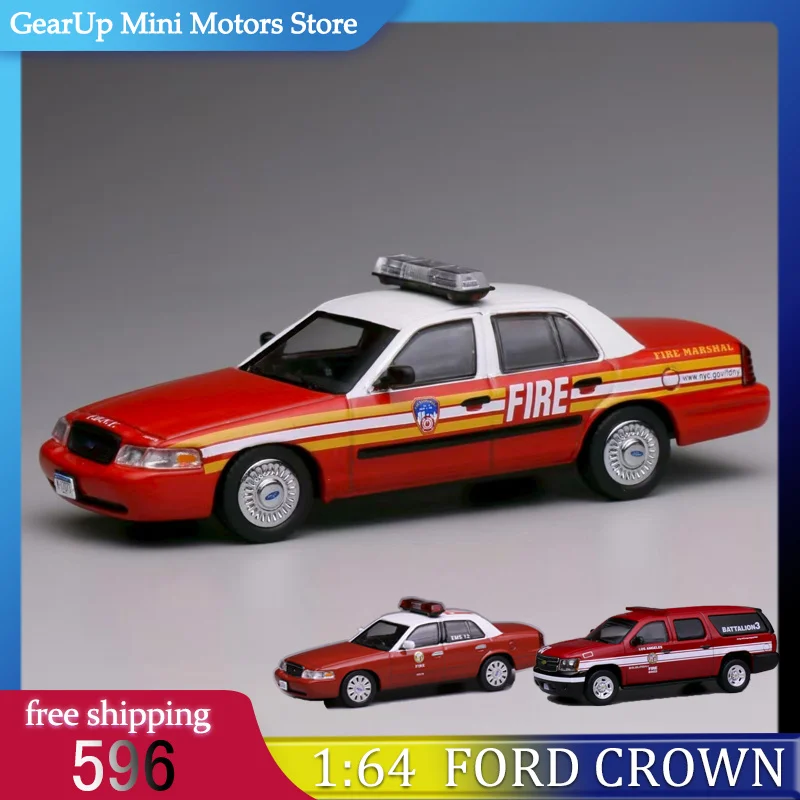 

596 1:64 Chevrolet Los Angeles Fire Department Ford Crown Victoria New York Fire Alloy Diecast Emergency Vehicle Models Toys