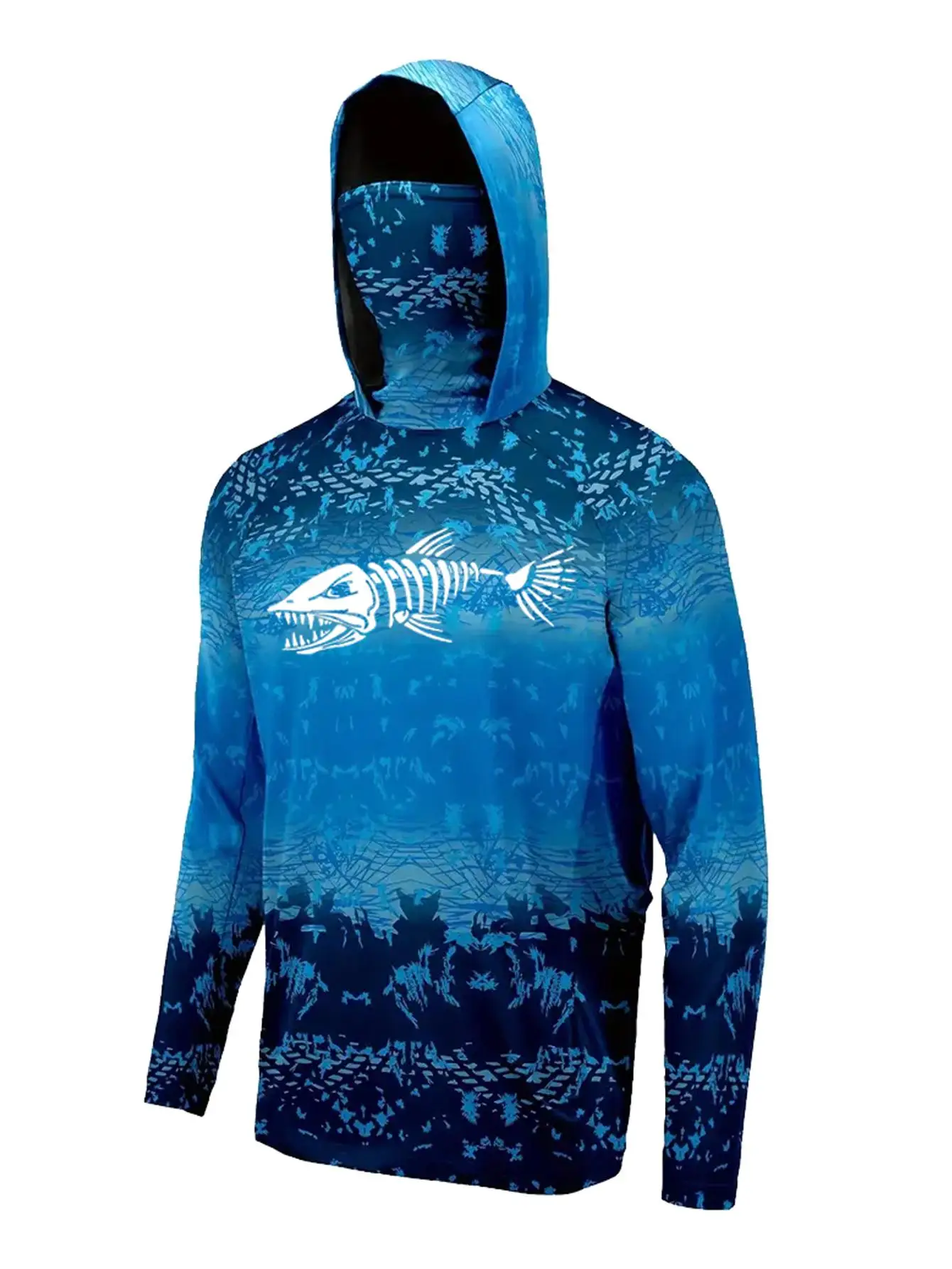 UPF 50 + vêtements de pêche à capuche hommes couverture faciale à capuche masque de Protection solaire maillot respirant