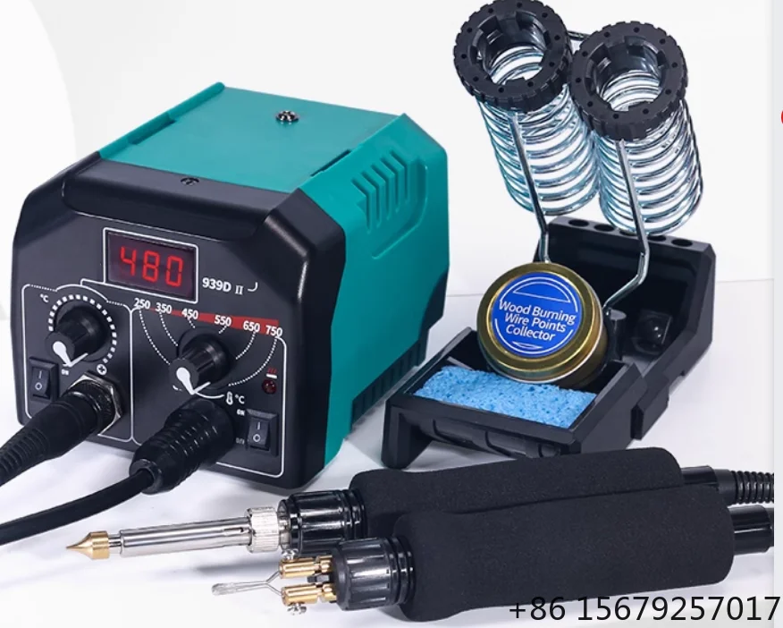 939D II Anti-Static Lead-Free Auto Tin 3in1 Constant Temperature LED Digital Display Wood Burning Foot Soldering Station