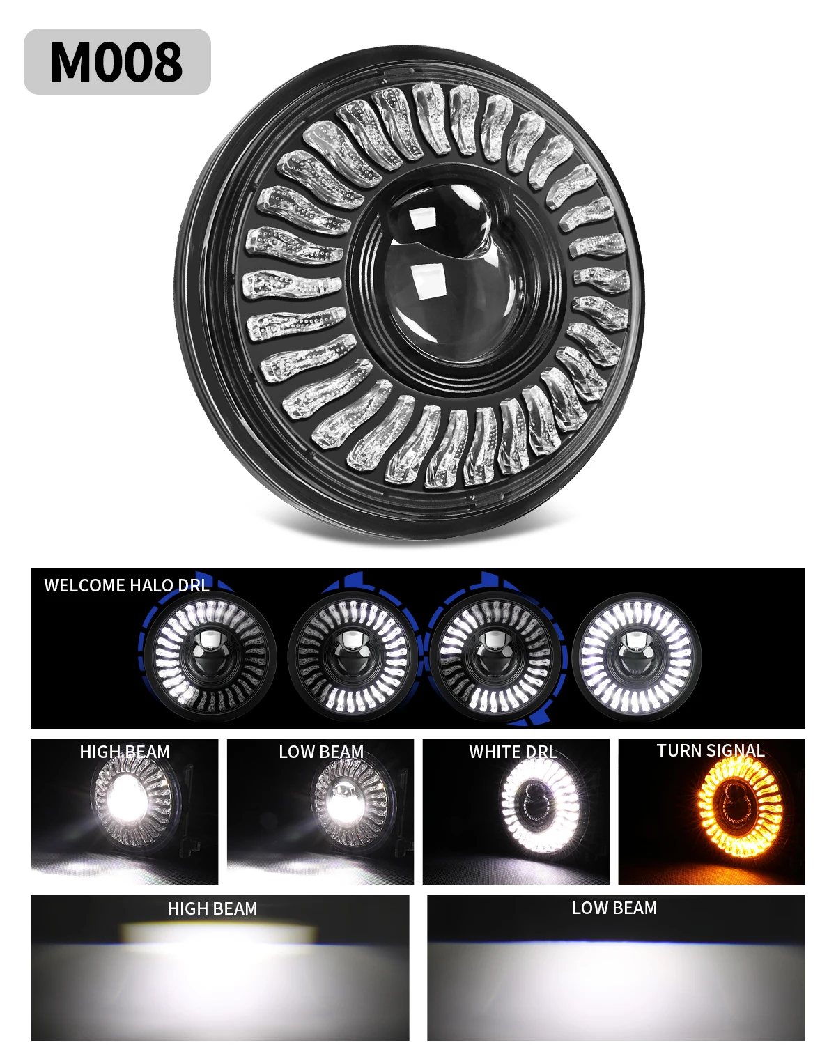 BraveWAY 5.75 inch LED-motorfiets koplamp motorfiets, 5-3/4 lamp voor Harley Sportster Roadster Glide Dyna voor Honda voor Yamaha