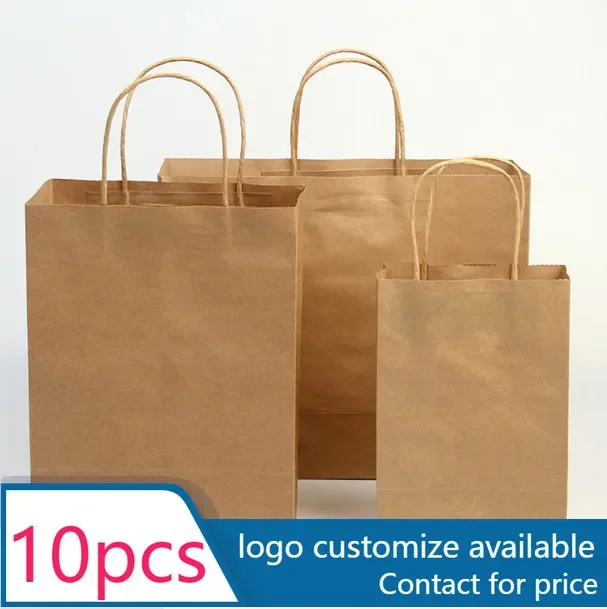 10 pcs Solid Color Kraft Paper Bags with Handle Multicolor DIY Treat Candy Dessert Wedding Gift Bags Birthday Party Decorations