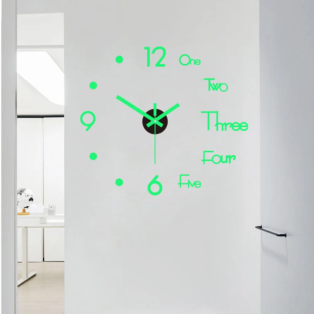 Wall Clock Frameless 3D DIY Luminous Digital Clock Wall Stickers Mute Clock for Living Room Bedroom Office Wall Decor
