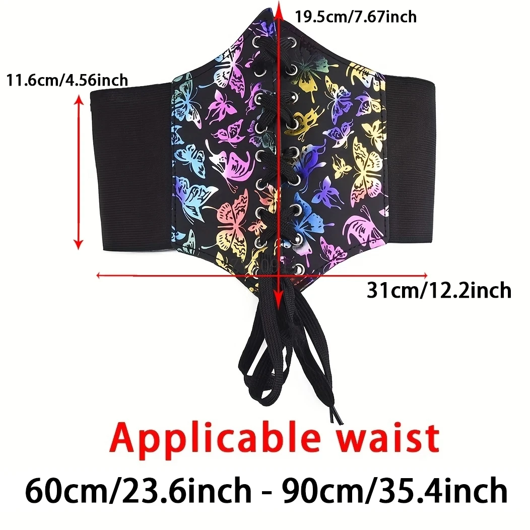 Женский ремень с трендовым принтом и бабочкой, широкий пояс с уплотнением, высокоэластичный ремень с завязками на талии, пара с платьем