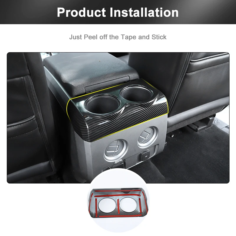 Armrest Box Rear Cup Holder Panel Trim Cover – For Ford F150 2009-2014 (Black) 3 thumbnail image