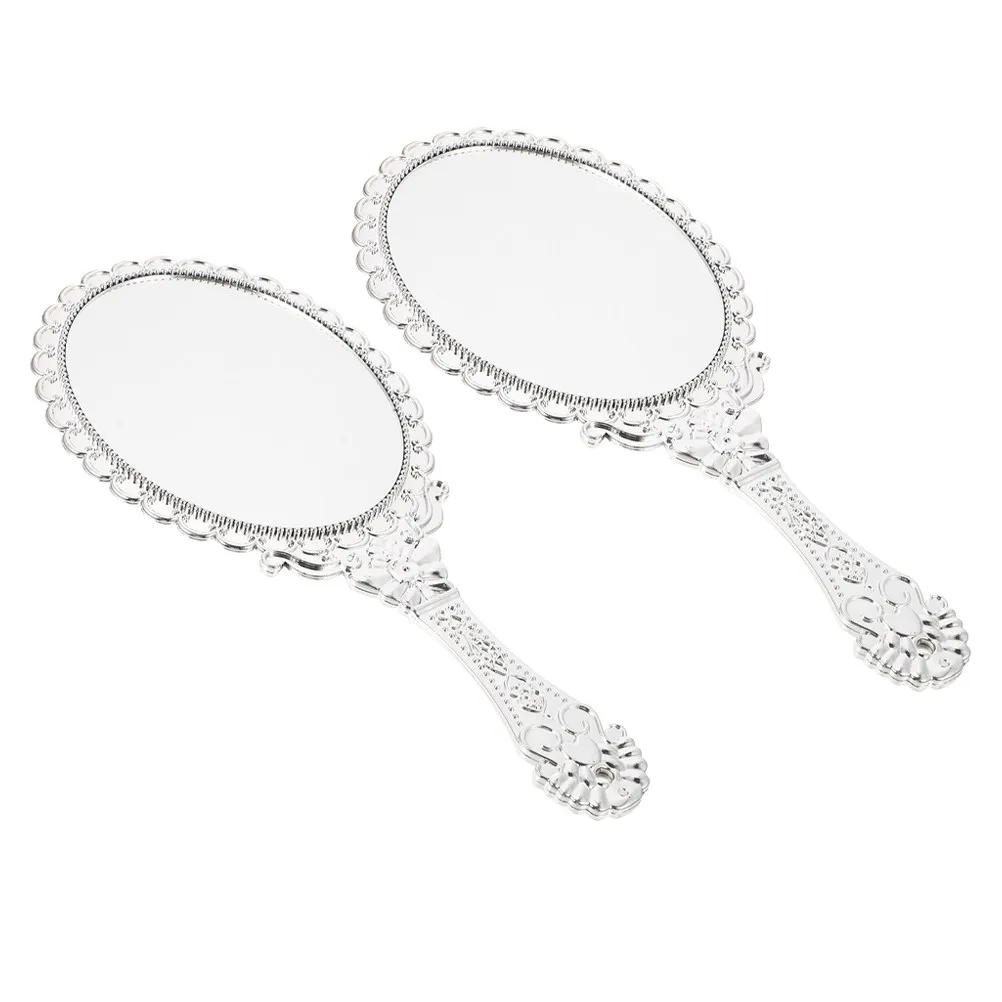 2pcs Vintage Round Handheld Makeup Mirror – Portable Compact Travel Mirror, Lightweight HD Reflective Surface
