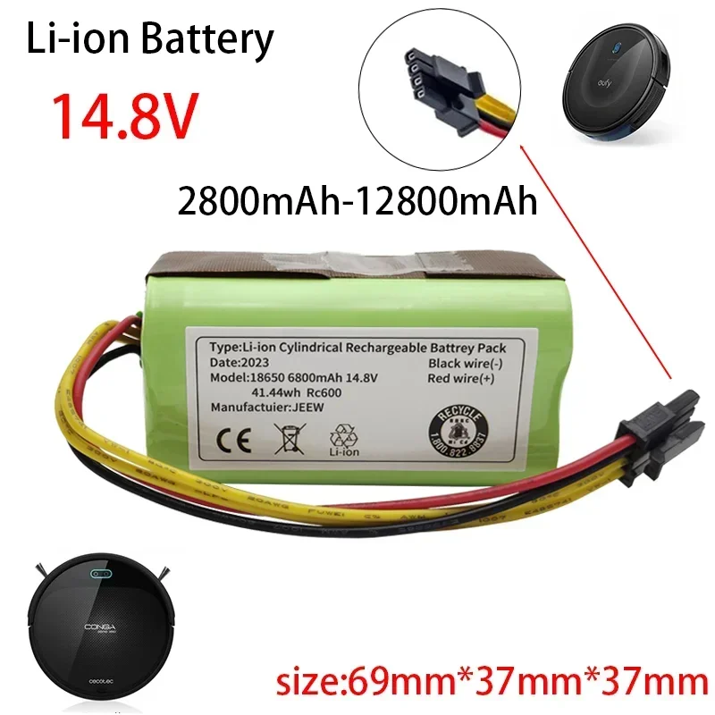 4S1P 14.8V(14.4V) 2800-12800mAh Li-ion Battery For Conga Excellence 990 950 1790 1990 Ecovacs Deebot N79 Eufy Robovac 15S 30 35C