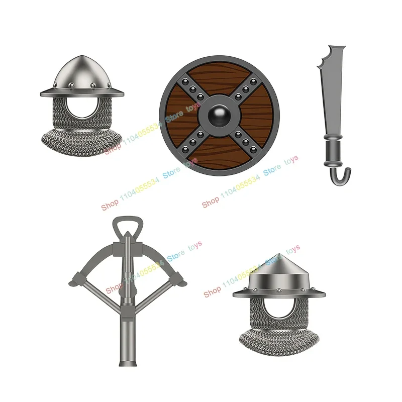 Medieval militia Walking feudal soldiers Action Figures Models Creative Building Blocks Bricks crossbow Shields Accessories Toys