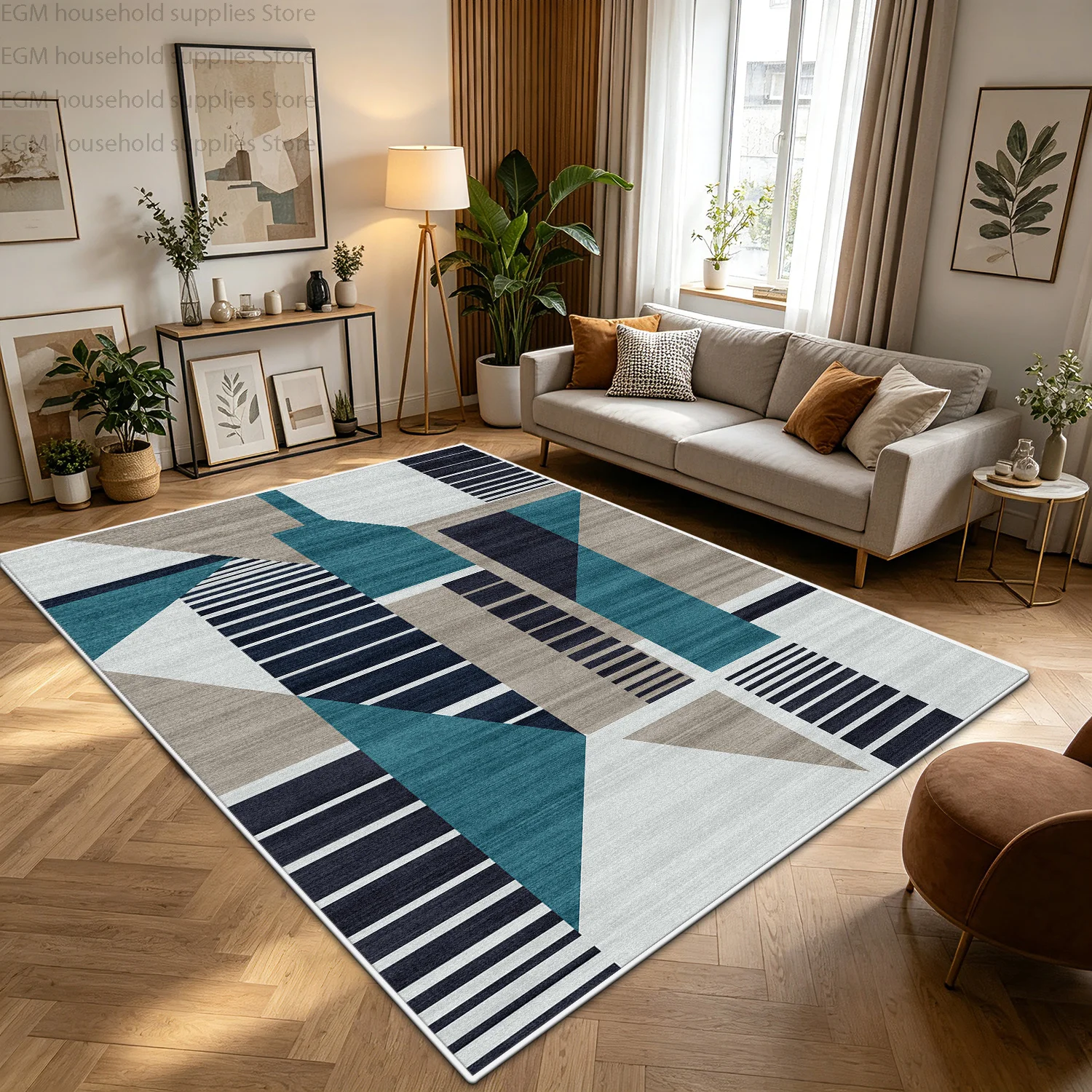 Nordic Minimalism Multicolor Geometric Triangle Carpet Modern Living Room Lounge Large Rugs Soft Non-slip Washable Bedroom Mat