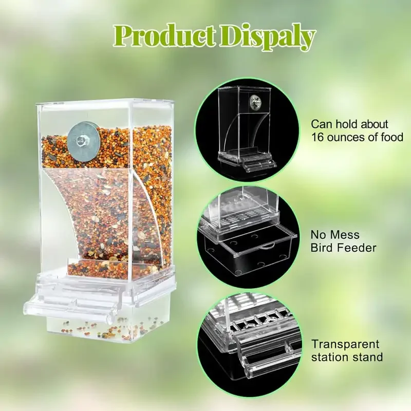 No Mess Automatic Bird Feeder Food Balance Sputtering Buffet Parrot Feeder High Capacity Automatic Feeding Cage Fixed Feeder