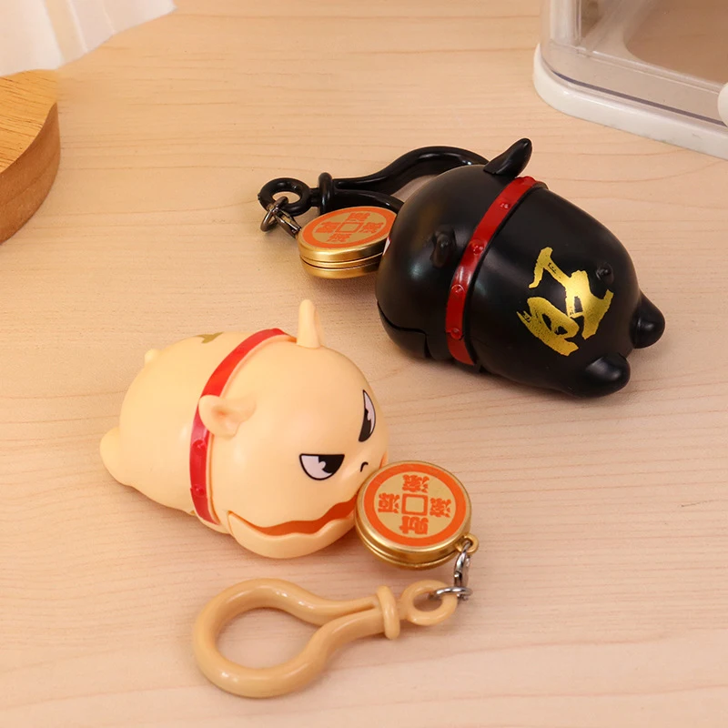 Creative Pull-string Prosperous Wealth Puppy Toy Wealth Rolling Pendant Funny Cute Doll Keychain Girls Children's Birthday Gift