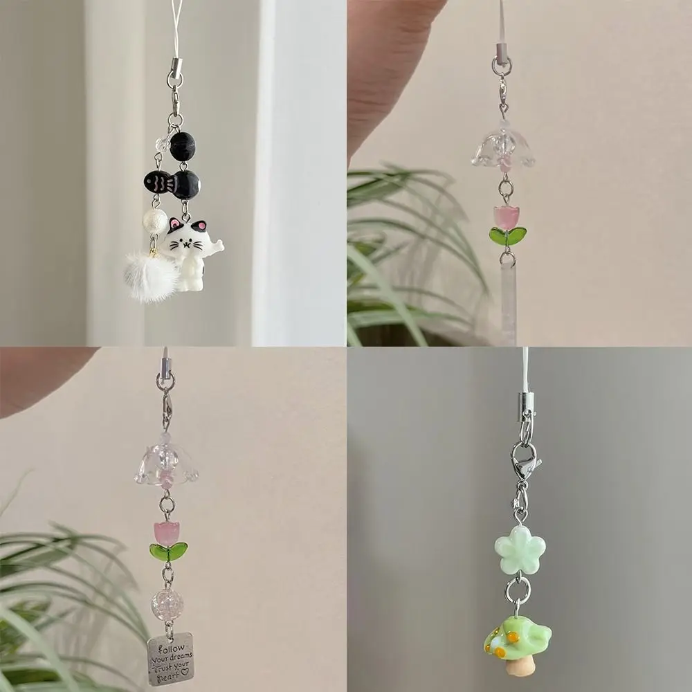 Handcrafted Beaded Wind Chime Keychain Lightweight Resin Transparent Beaded Keyring Charm Pendant Unique Design Camera Charm