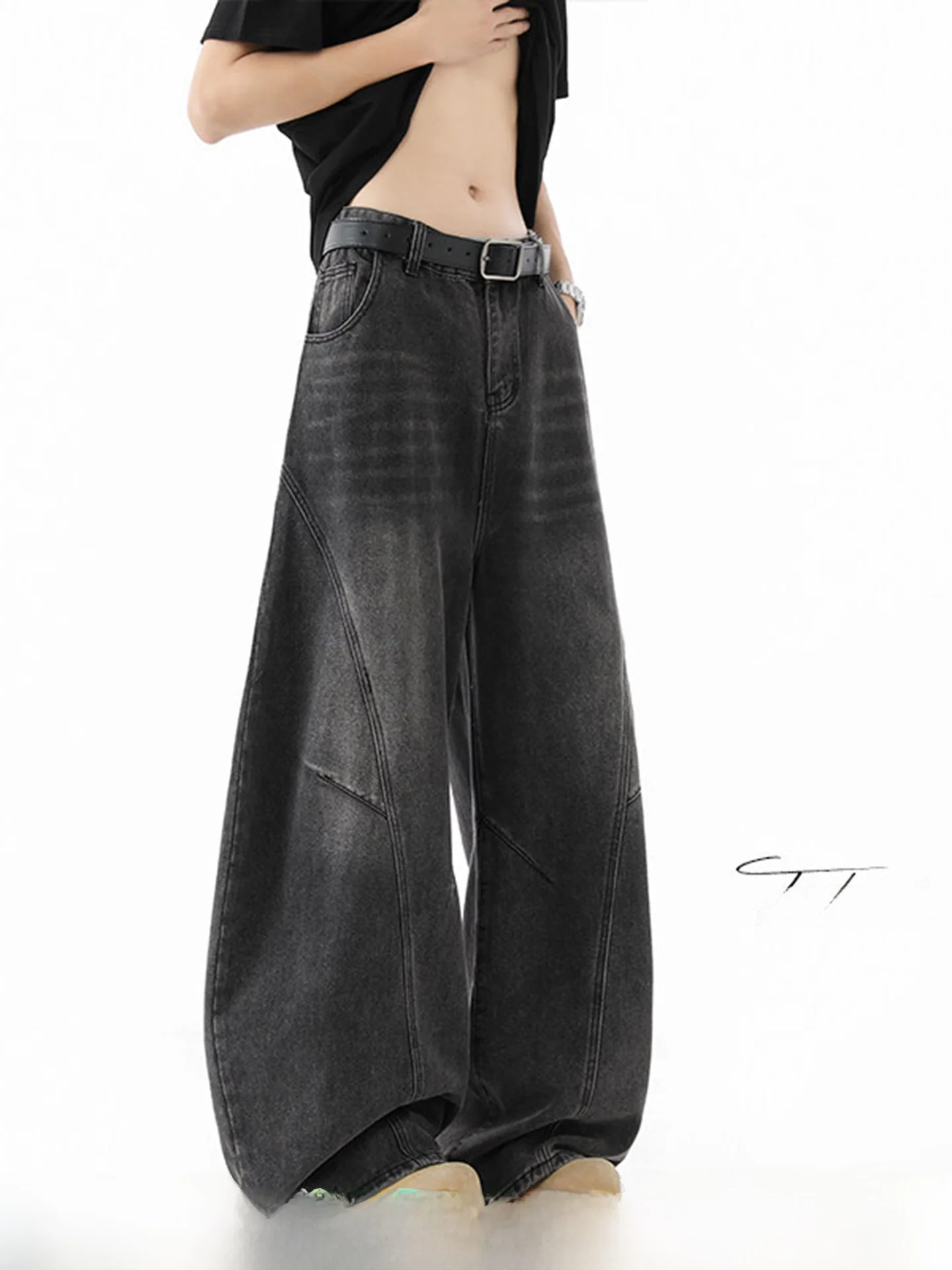 

Американские джинсы-клеш в стиле High Street с деконструированным пэчворком, мужские, весенние, новые, модные, свободные, прямого кроя, повседневные