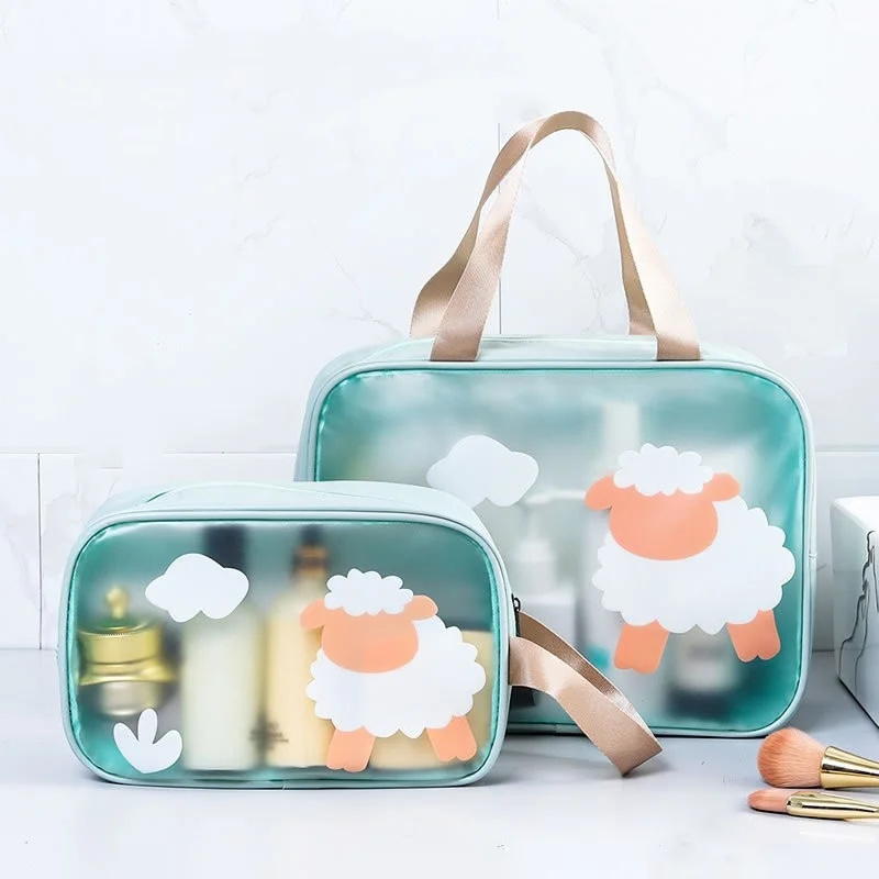 Trousse de toilette étanche, grande capacité, sac de rangement mignon et élégant, sac à cosmétiques portable multifonctionnel, étanche et résistant à l'humidité, contenant un sac de séparation étanche, un ensemble de soins de la peau, une serviette