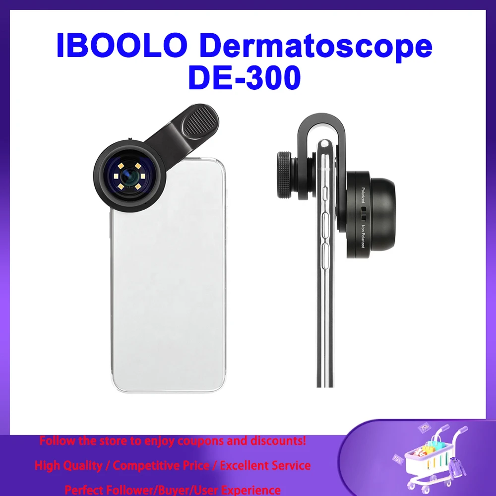 Original IBOOLO DE-300 Dermatoscope Universal Smartphone Dermatoscope DE-300 Optical Dermatoscope Dermascopy for Skin Detection