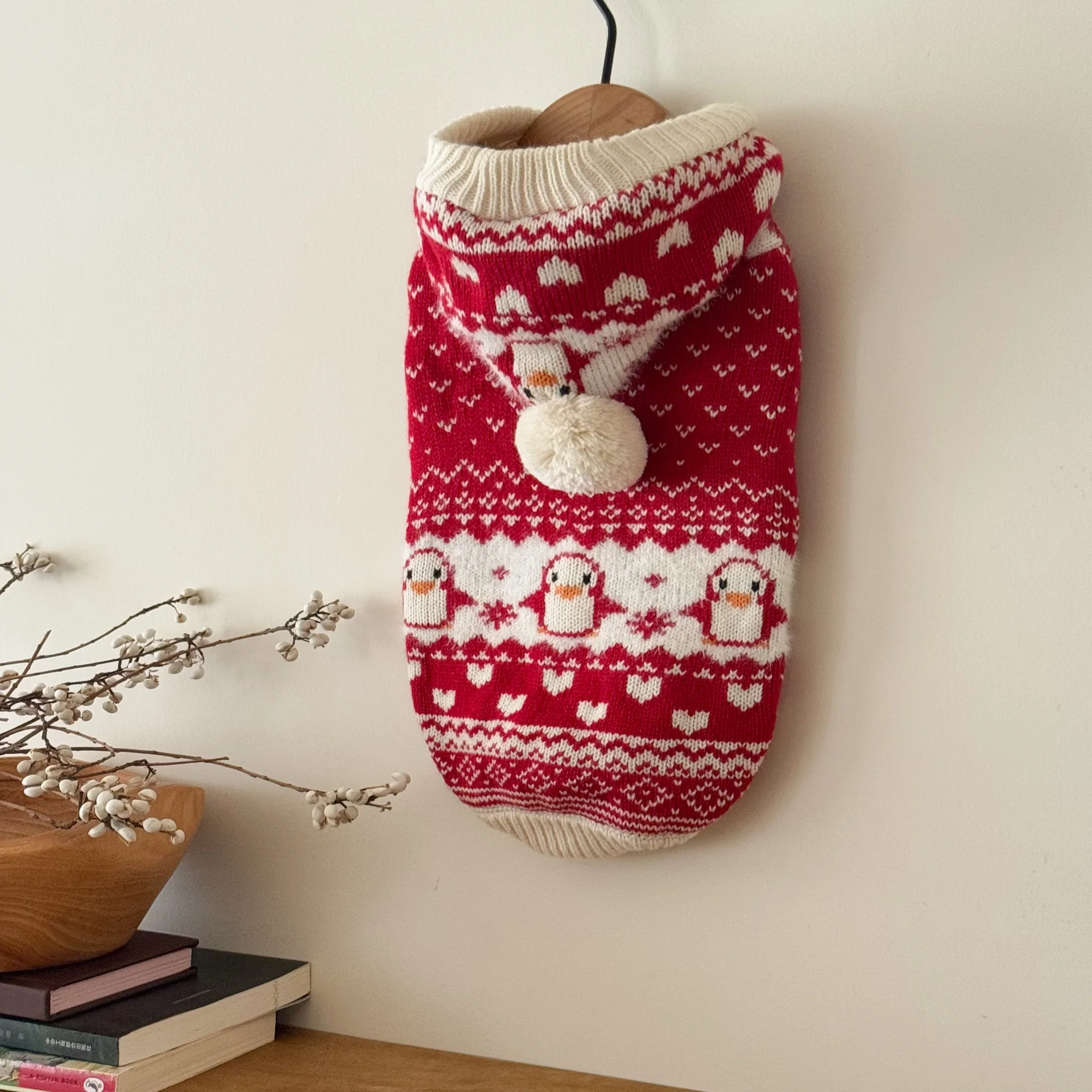 Pet Autumn and Winter Knitted Warm Sweater Hooded Christmas Vest Dog Small Dog Pet Coat Dog Clothes for Small Dogs