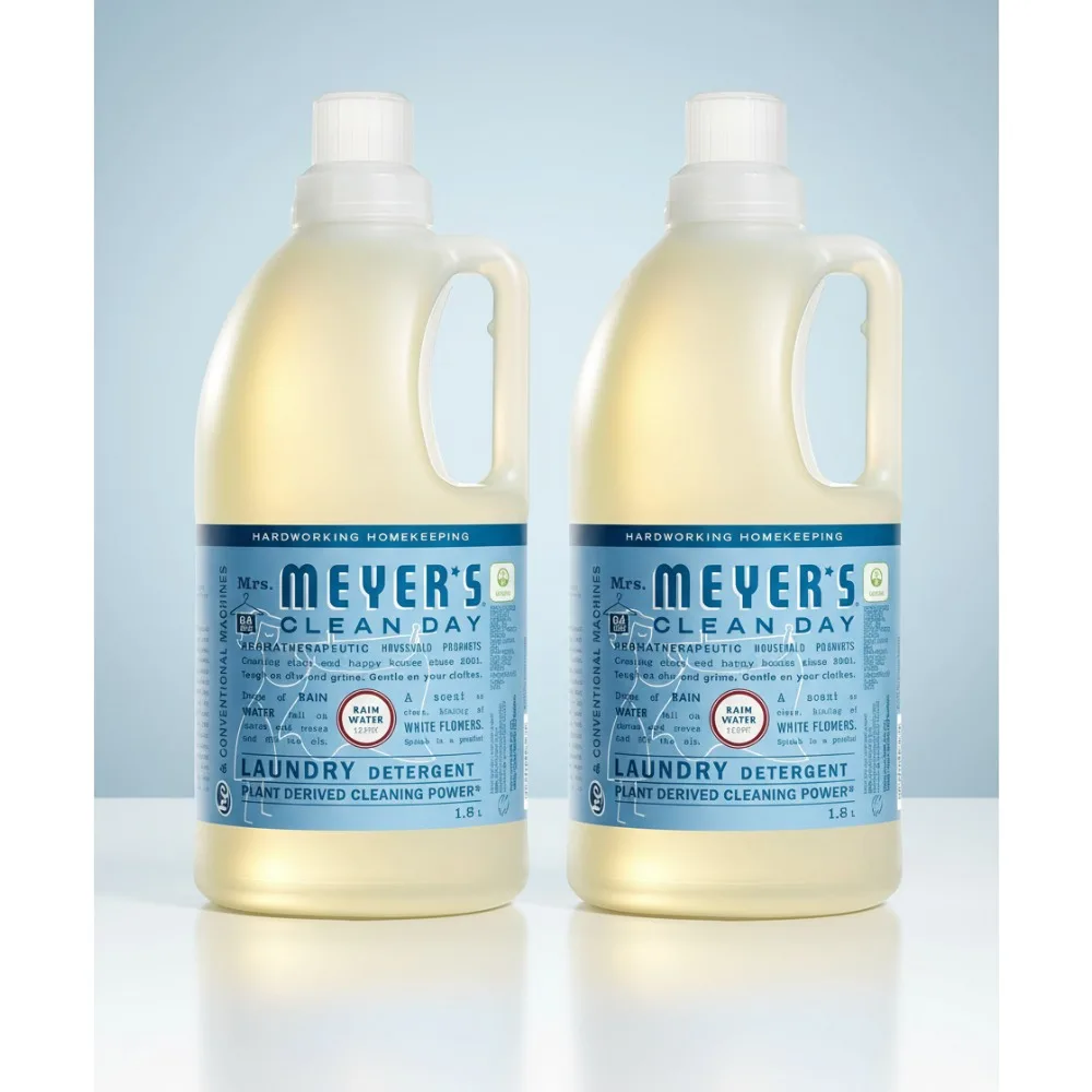 

Eco-Friendly Liquid Laundry Detergent with Essential Oils, Rain Water Scent, 64 oz Pack of 2 for Families and Sensitive Skin