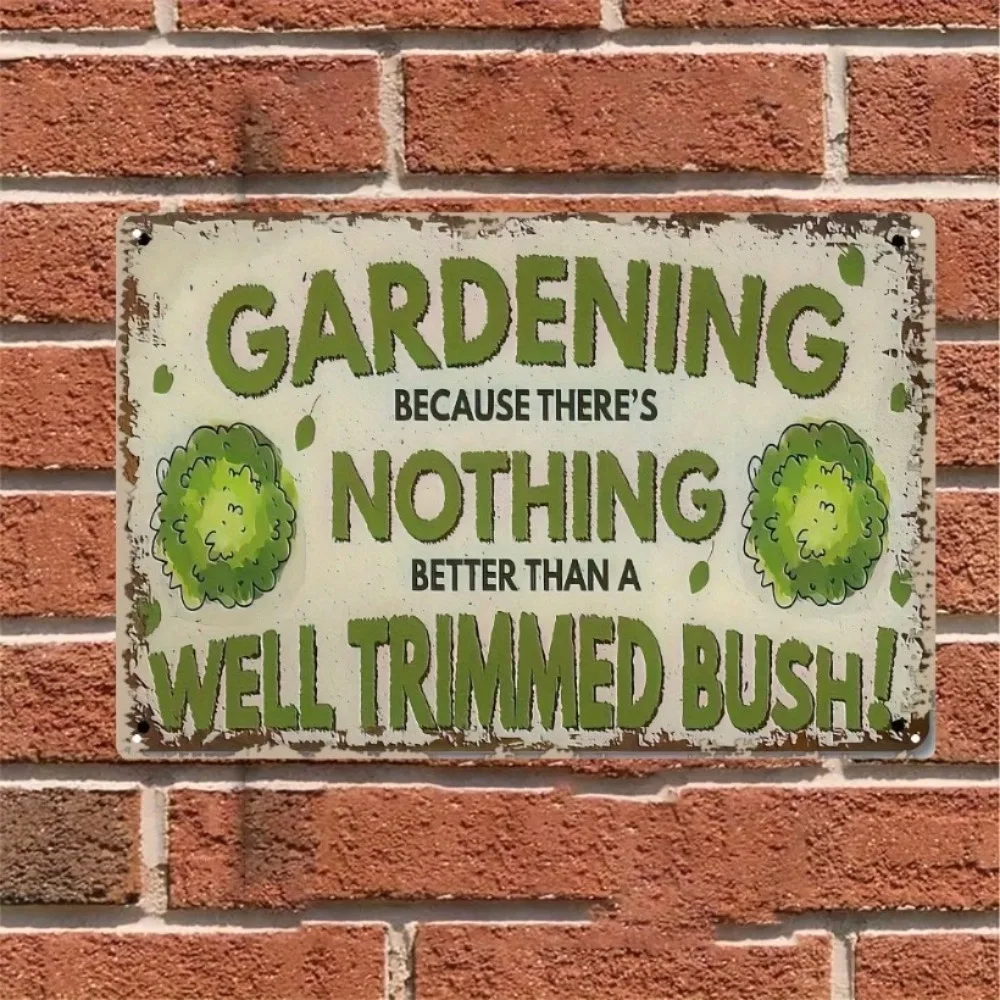 

Vintage Metal Garden Sign, 12x8 Inch Rustic Aluminum Plaque with Leaves Design for Outdoor Decor