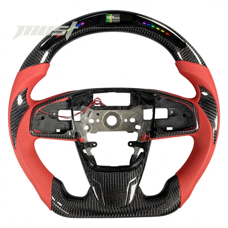 

Tenth-Generation 2016-2021 Si Coupe Type R FK8 Hatchback Customized Sport Carbon Fiber Steering Wheel With LED