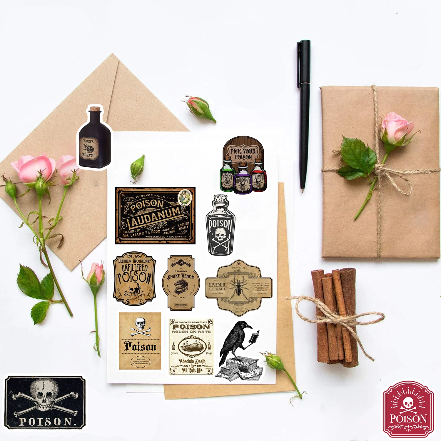 

50PCS Retro Horror Potion Print Stickers Laptop Luggage Kawaii Aesthetic DIY Motorcycle Luggage Exquisite Phone Supplies Sticker