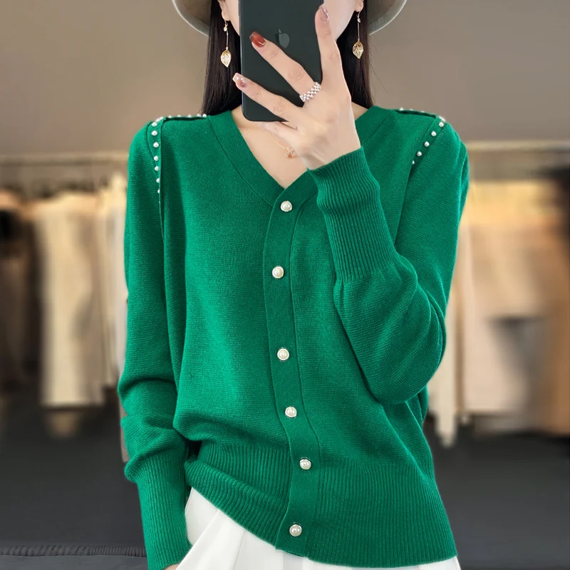 

Cardigans 2023 Autumn Women's Cashmere Cardigan V-neck Knitted Cardigan Women's Sweater Cardigan Sweater Coat ER9890