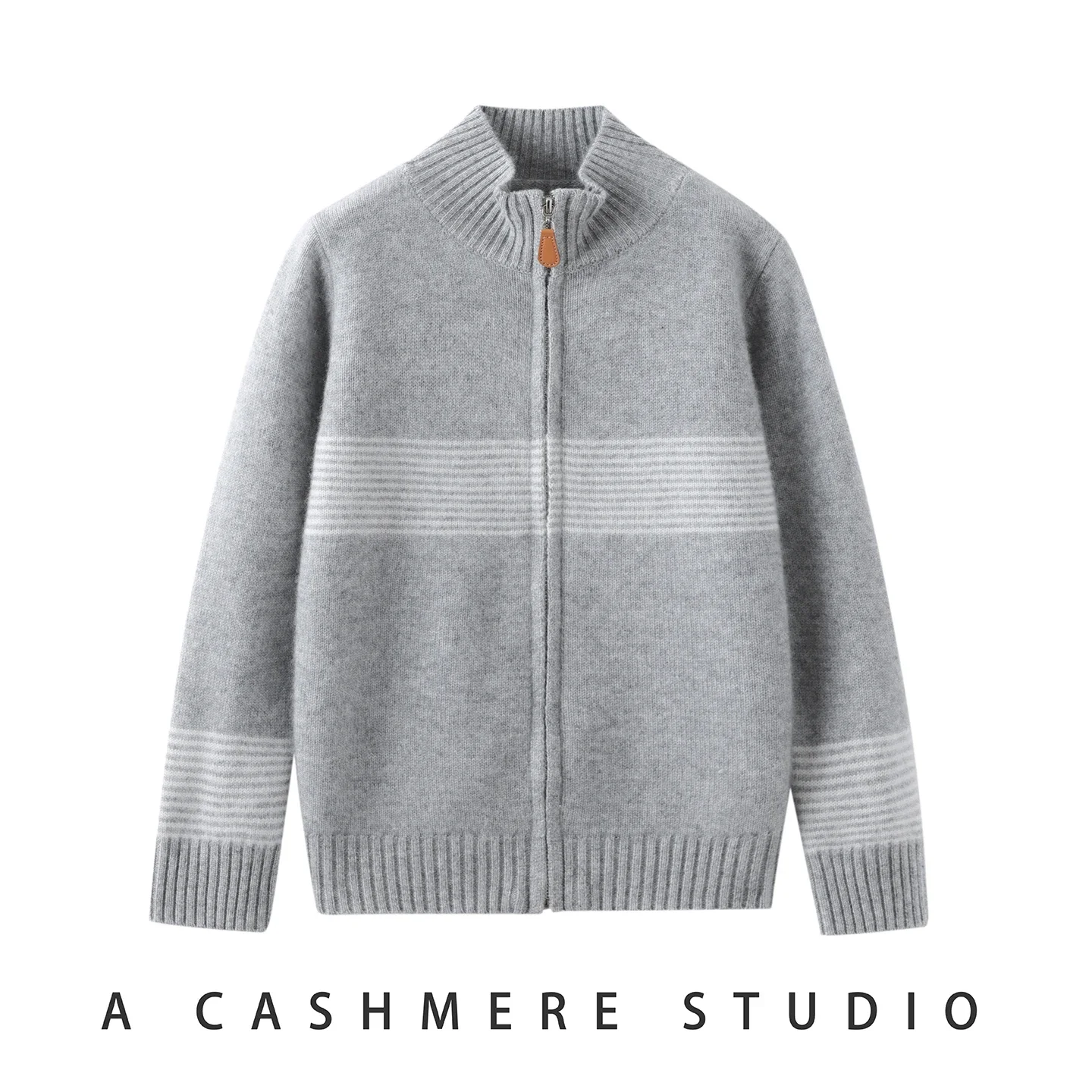 Tcyeek Children Cashmere Cardigan Coat Autumn Winter 100% Cashmere Sweater Mock Neck Zipper Striped Cardigan Thick Warm Clothes