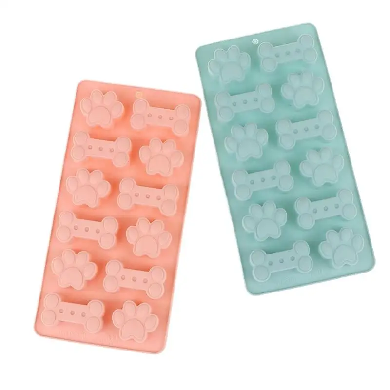 1 Stück Silikon-Hundeknochen-Pfotenform in Rosa und Blau für Hundekekse, Leckereien, Eiswürfel, Schokolade, Kuchen, Süßigkeiten – Detail 7