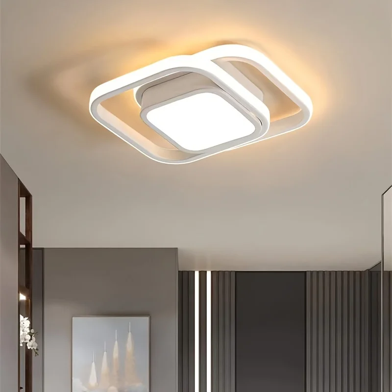 Luces LED de techo para pasillo, lámpara de techo pequeña, moderna, 2 anillos, accesorio de iluminación de superficie para el hogar, pasillo, balcón, Oficina