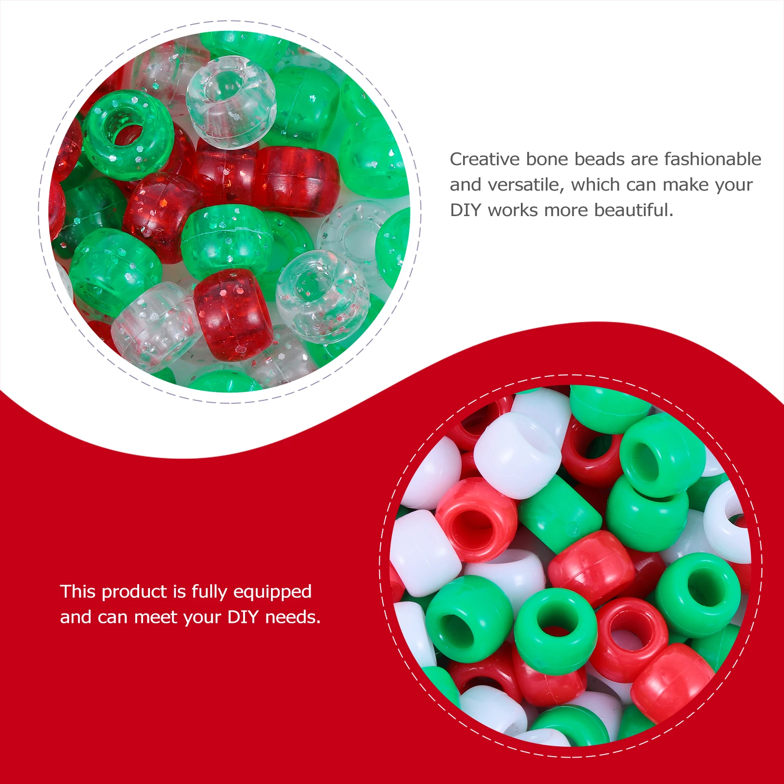 

1250 Pcs Christmas Beads Lightweight Jewelry Accessories Plastic -resistant Twisted Rods Beaded