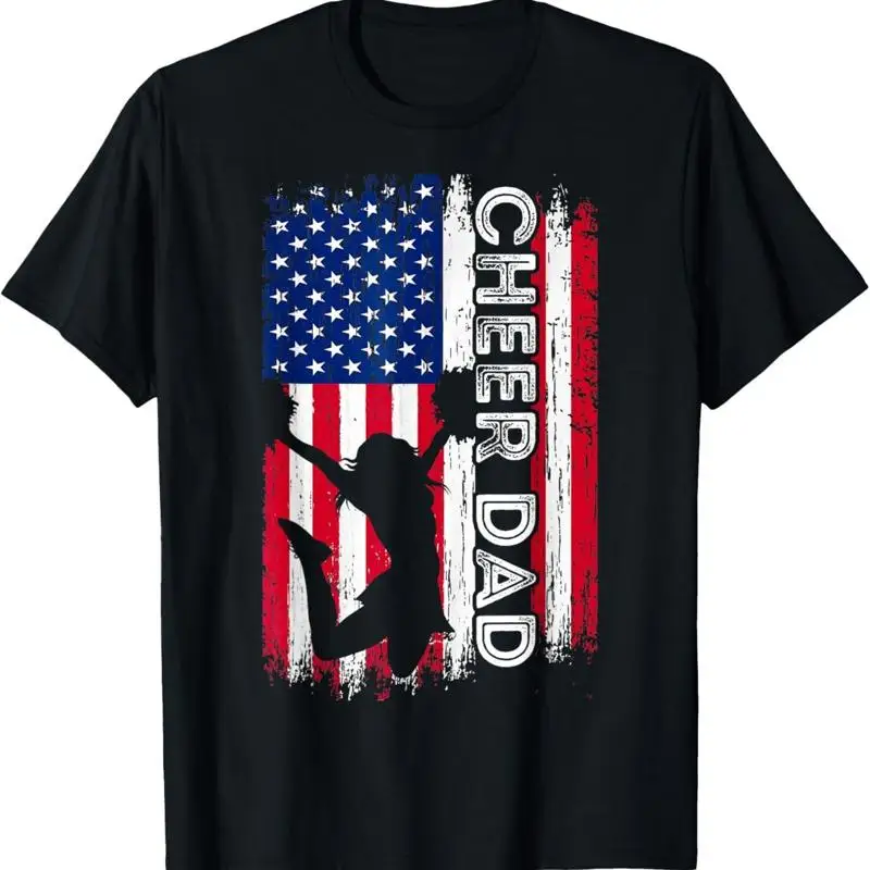 Mens Cheer Dad Vintage American Flag Father Cheerleader Girl T Shirt